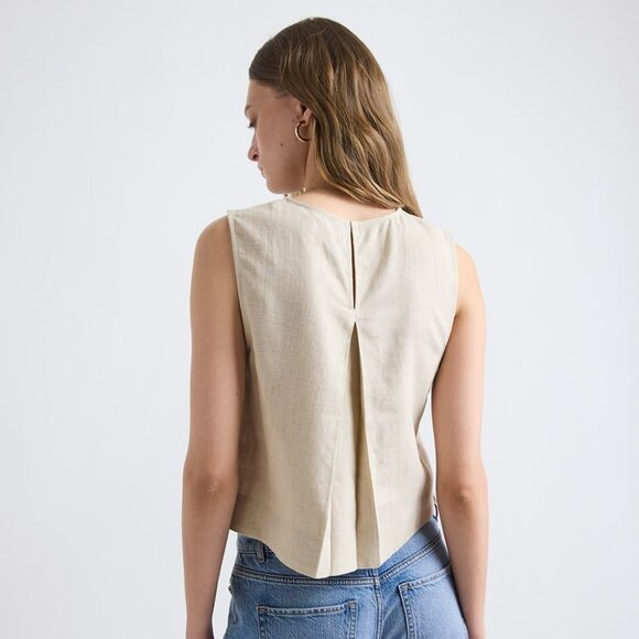 NWT Sleeveless Linen-Blend Blouse - Picture 3 of 3